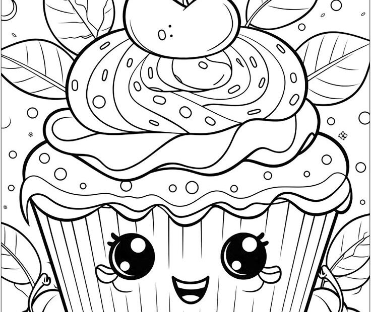 Cute Cupcake Coloring Page