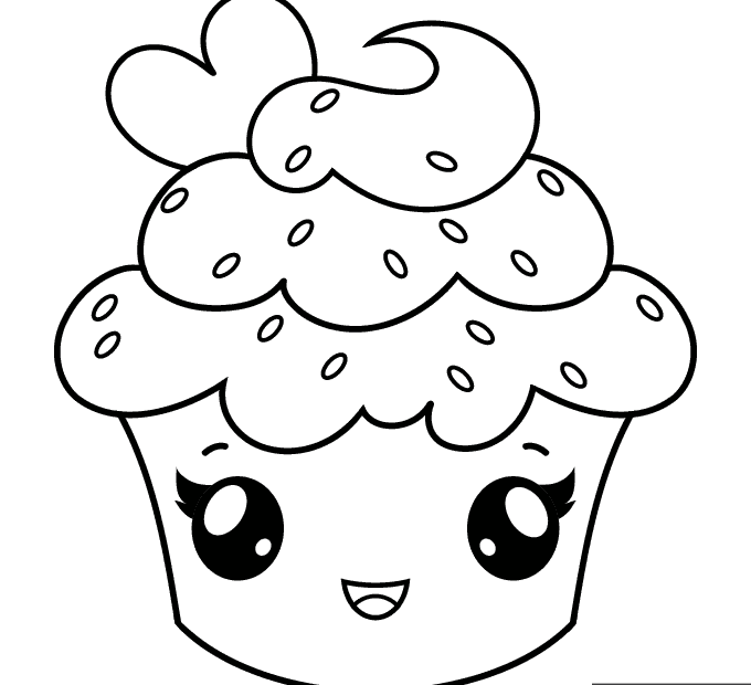 Cute Cupcake Coloring Page Easy Drawing Guides