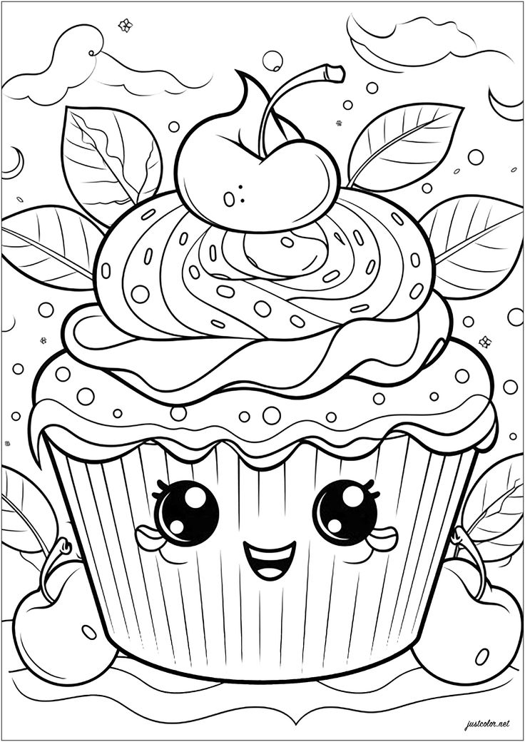 Cute Cupcake Coloring Page Cute Cupcake Coloring Page