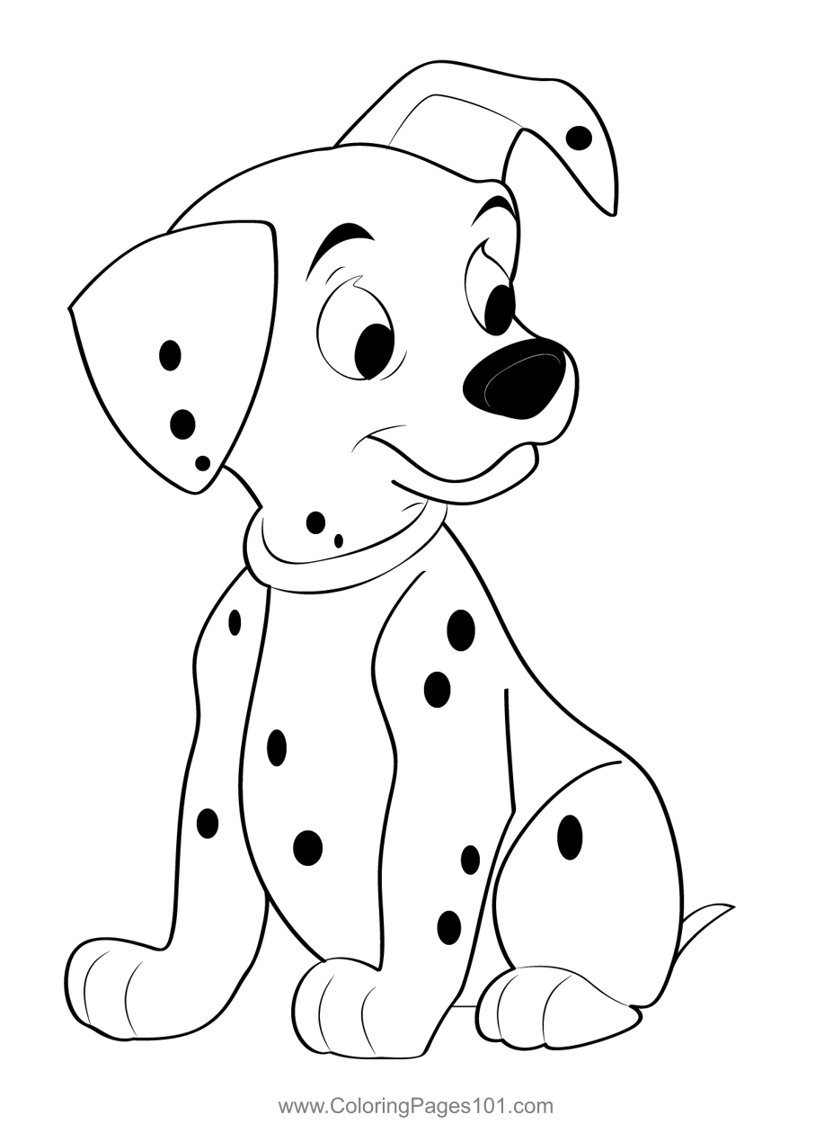 Cute Dog Coloring Page For Kids Free 101 Dalmatians Printable 