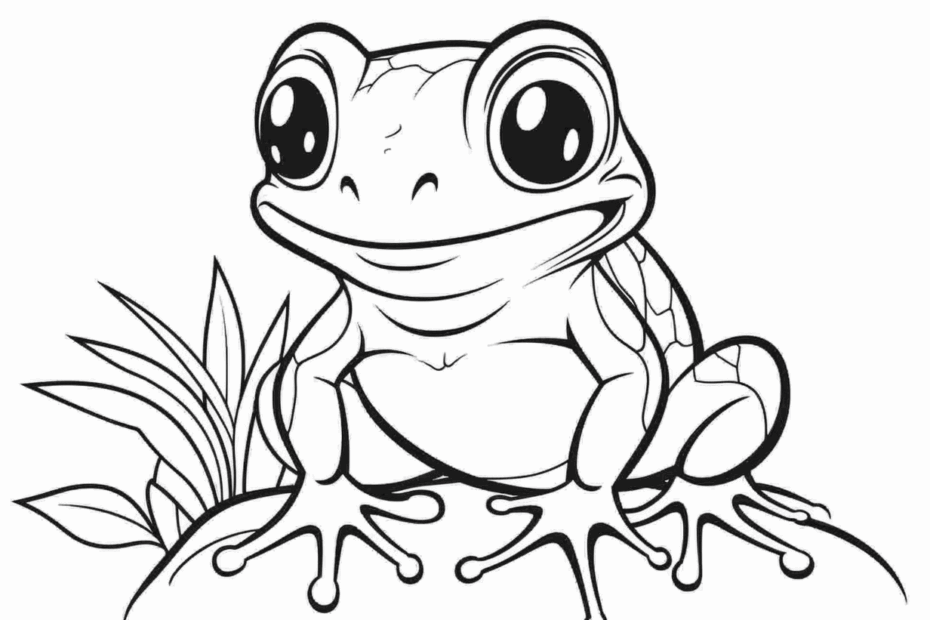 Cute Frog Drawing To Color Coloring Page