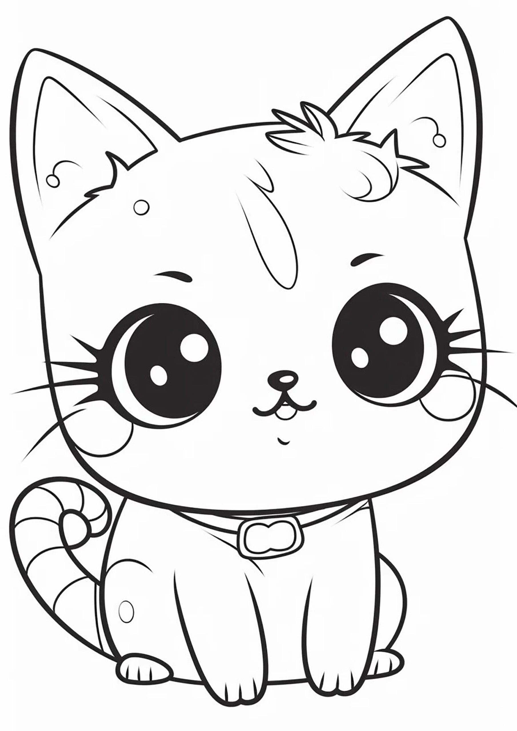 Cute Little Kitten With Big Eyes Cats Kids Coloring Pages