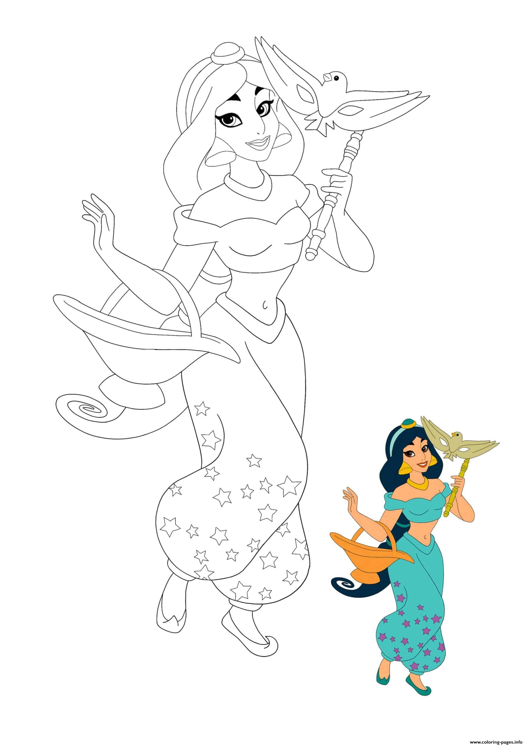 Cute Princess Jasmine Coloring Page Printable Cute Princess Jasmine Coloring Page Printable