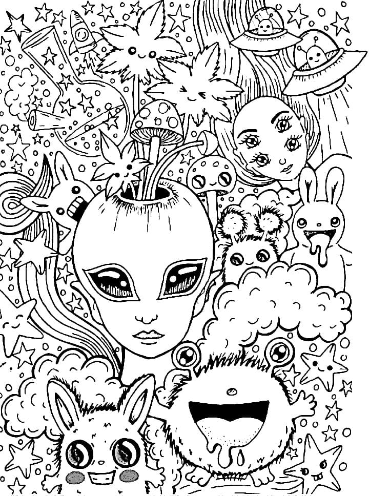 Cute Psychedelic Coloring Page Free Printable Coloring Pages For Kids