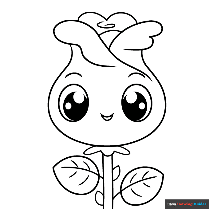 Cute Rose Coloring Page Easy Drawing Guides Cute Rose Coloring Page Easy Drawing Guides