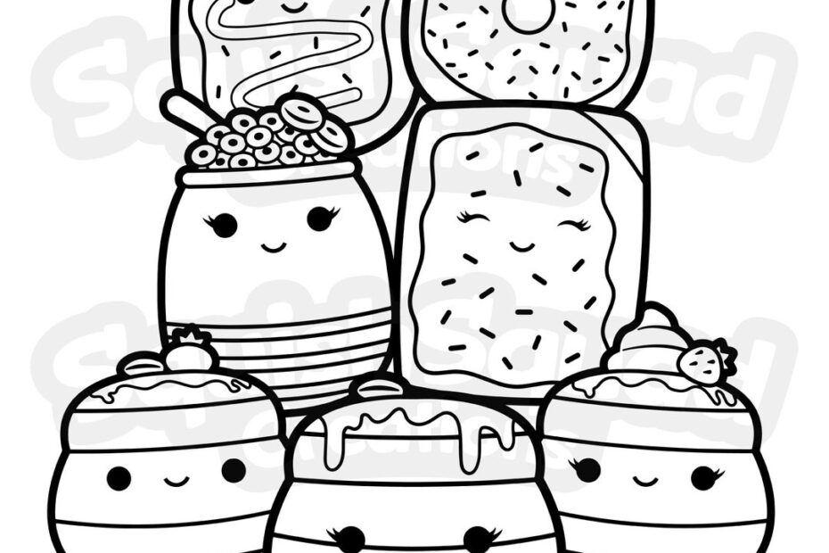 Cute Squishmallow Breakfast Squad Coloring Page Printable Coloring