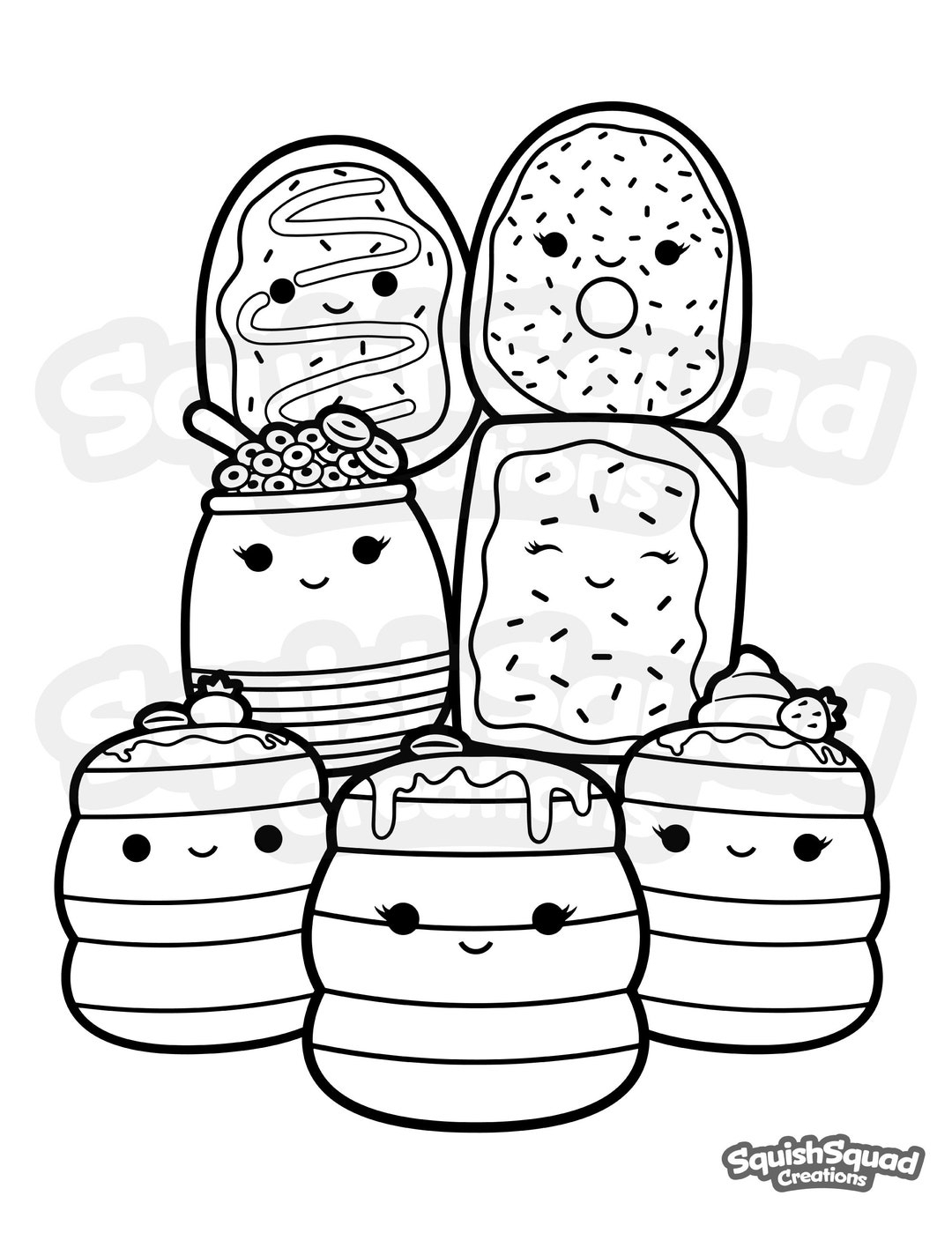 Cute Squishmallow Breakfast Squad Coloring Page Printable Coloring Cute Squishmallow Breakfast Squad Coloring Page Printable Coloring