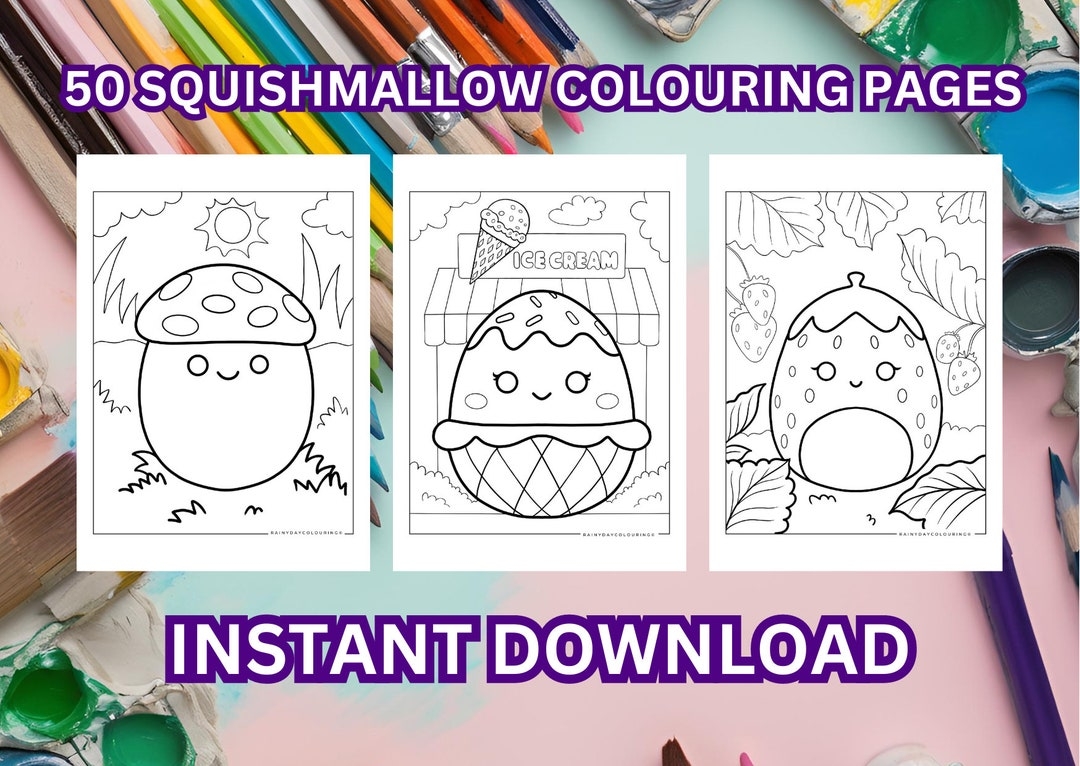 Cute Squishmellow Colouring Pages 50 Instant Download Digital Sheets 