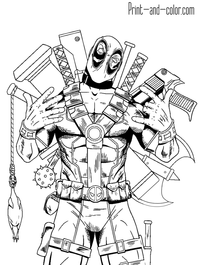 Deadpool Coloring Pages Print And Color Deadpool Coloring Pages Print And Color