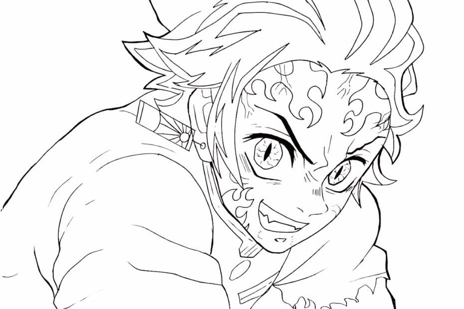 Demon Tanjiro Coloring Page
