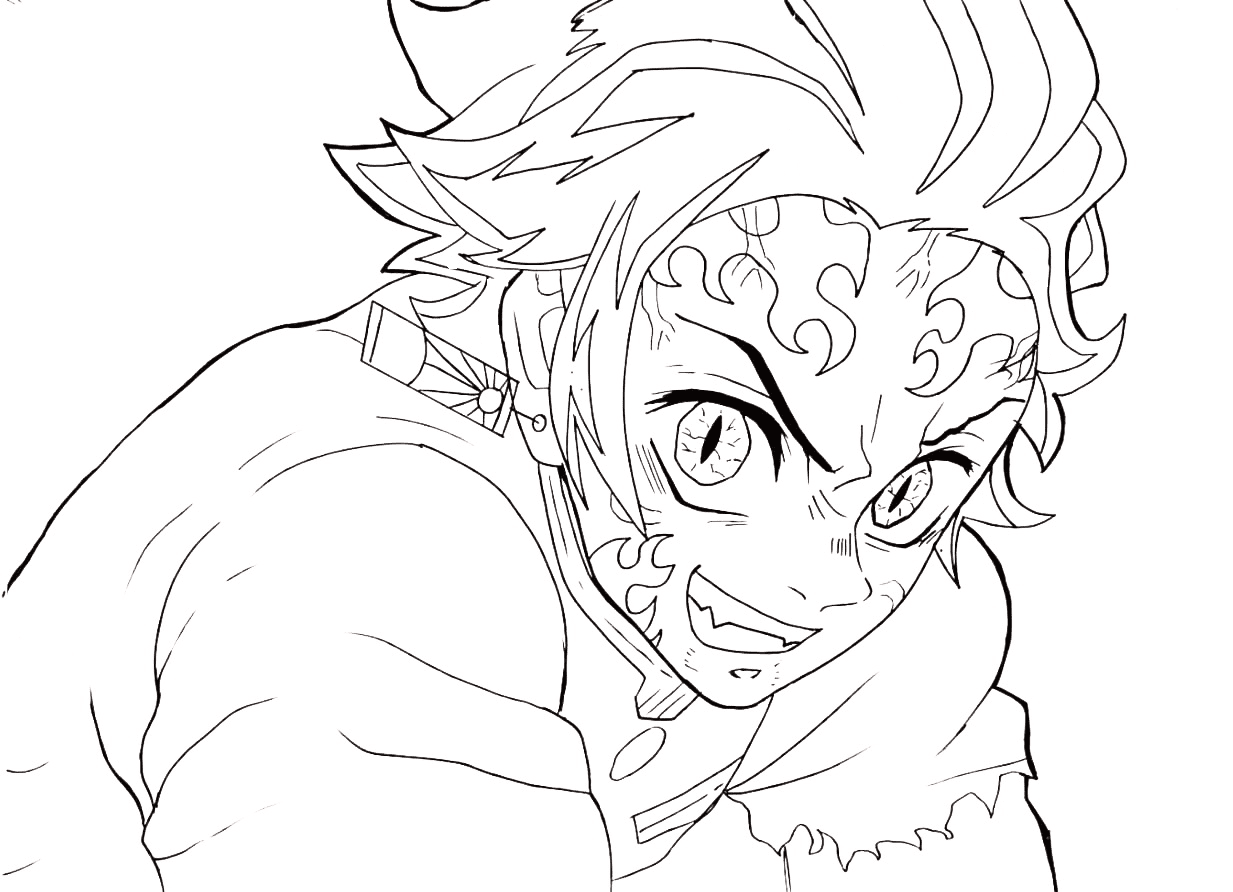 Demon Tanjiro Coloring Page Demon Tanjiro Coloring Page