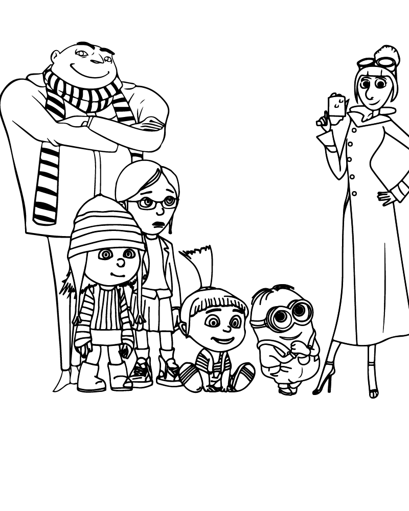 Despicable Me 4 Family Coloring Page Despicable Me 4 Family Coloring Page