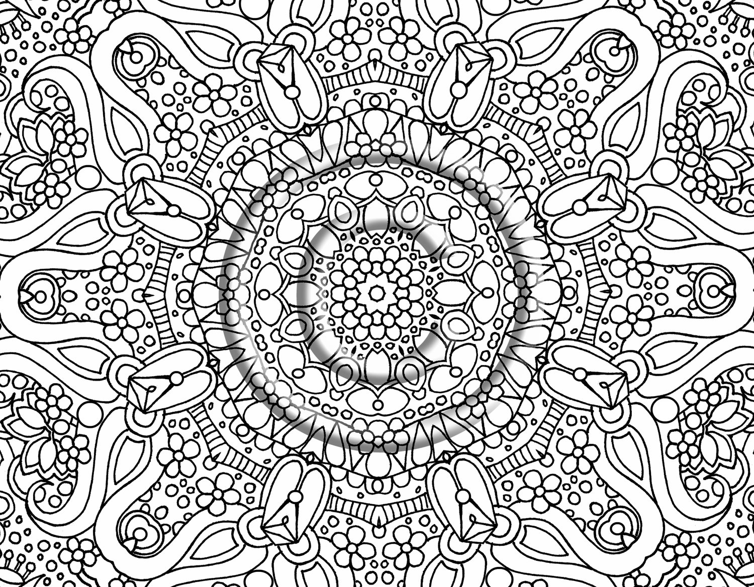 adult detailed flower coloring pages