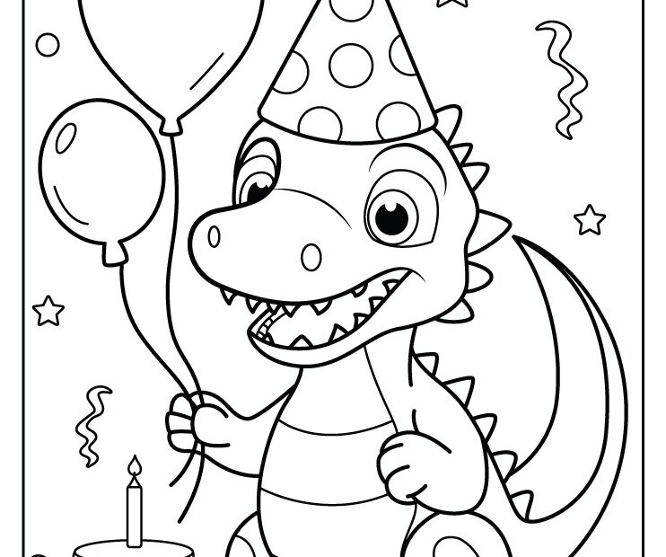 Dinosaur Birthday Coloring Pages Free Printable PDFs WakeTheKids
