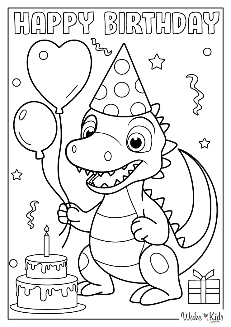 Dinosaur Birthday Coloring Pages Free Printable PDFs WakeTheKids Dinosaur Birthday Coloring Pages Free Printable PDFs WakeTheKids