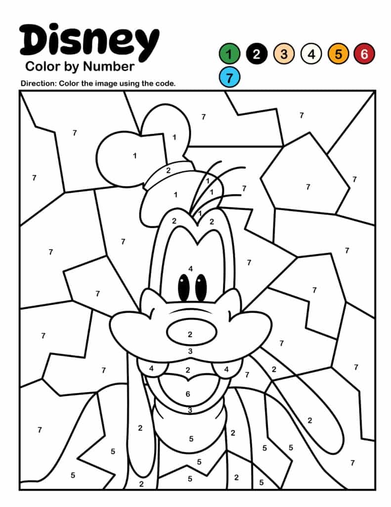 Disney color by number sheets