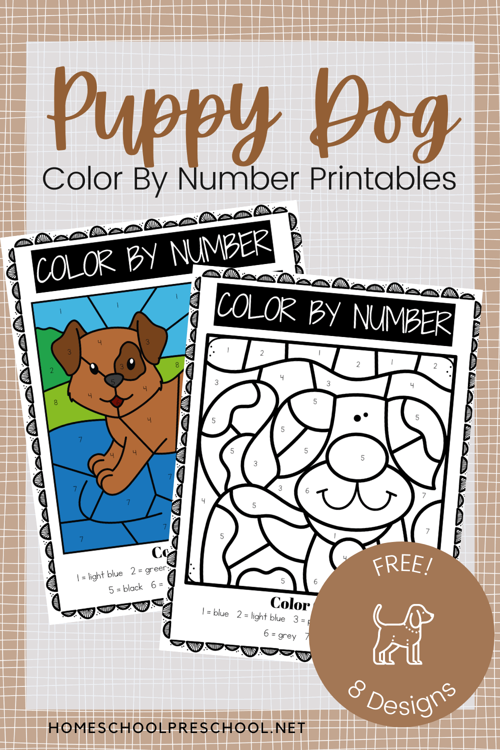 Dog Color By Number Coloring Pages