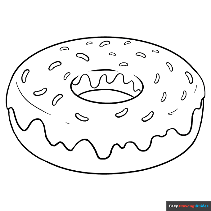 Donut Coloring Page Easy Drawing Guides Donut Coloring Page Easy Drawing Guides