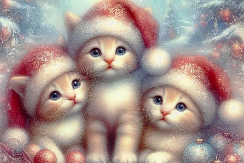 Download Christmas Kittens Holiday Cat Wallpaper Festive Kitten