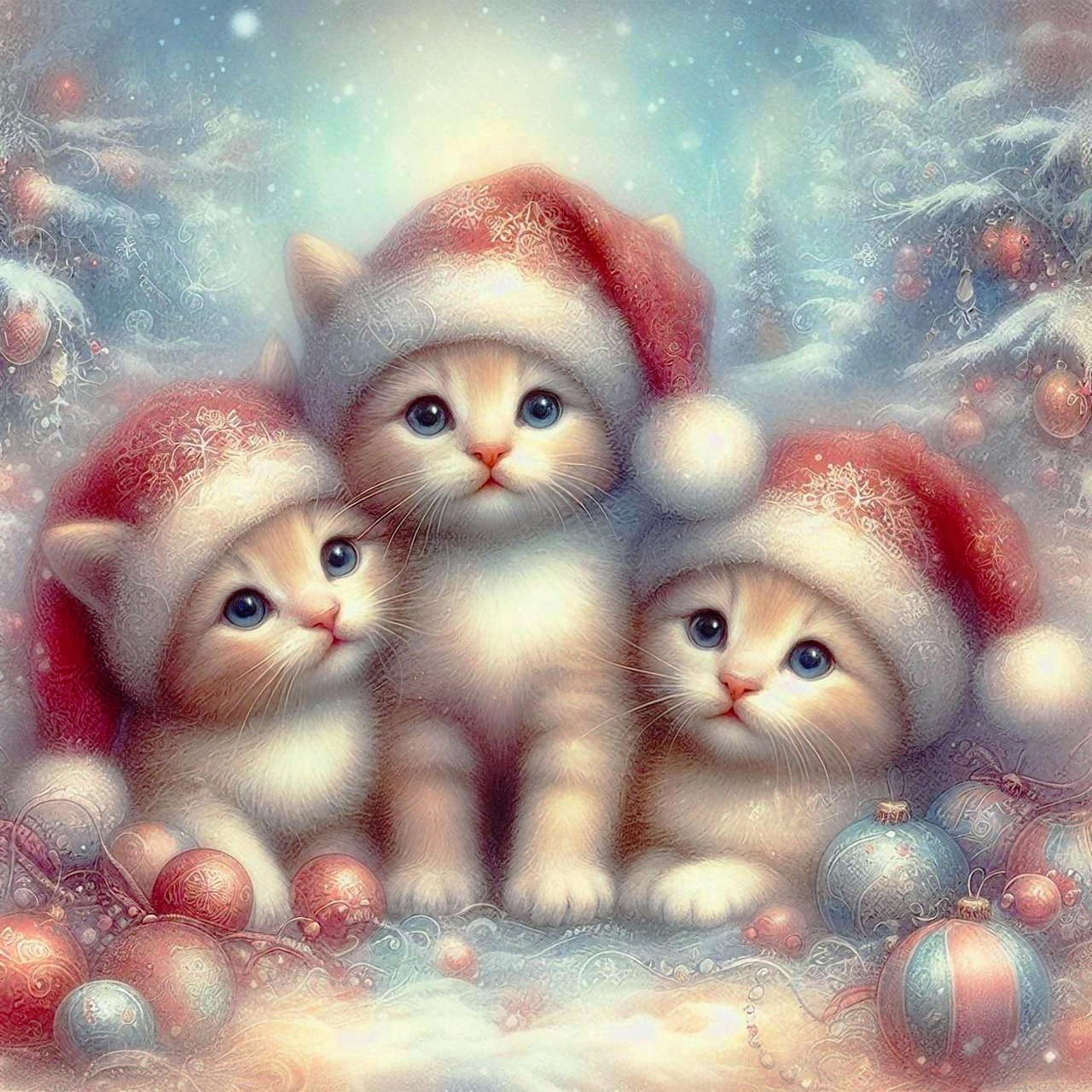 Download Christmas Kittens Holiday Cat Wallpaper Festive Kitten 