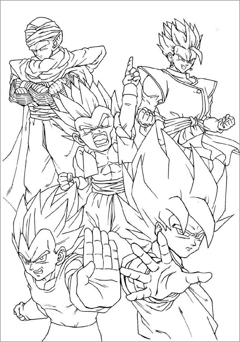 Dragon Ball Z Coloring Pages Full Team ColoringBay Dragon Ball Z Coloring Pages Full Team ColoringBay