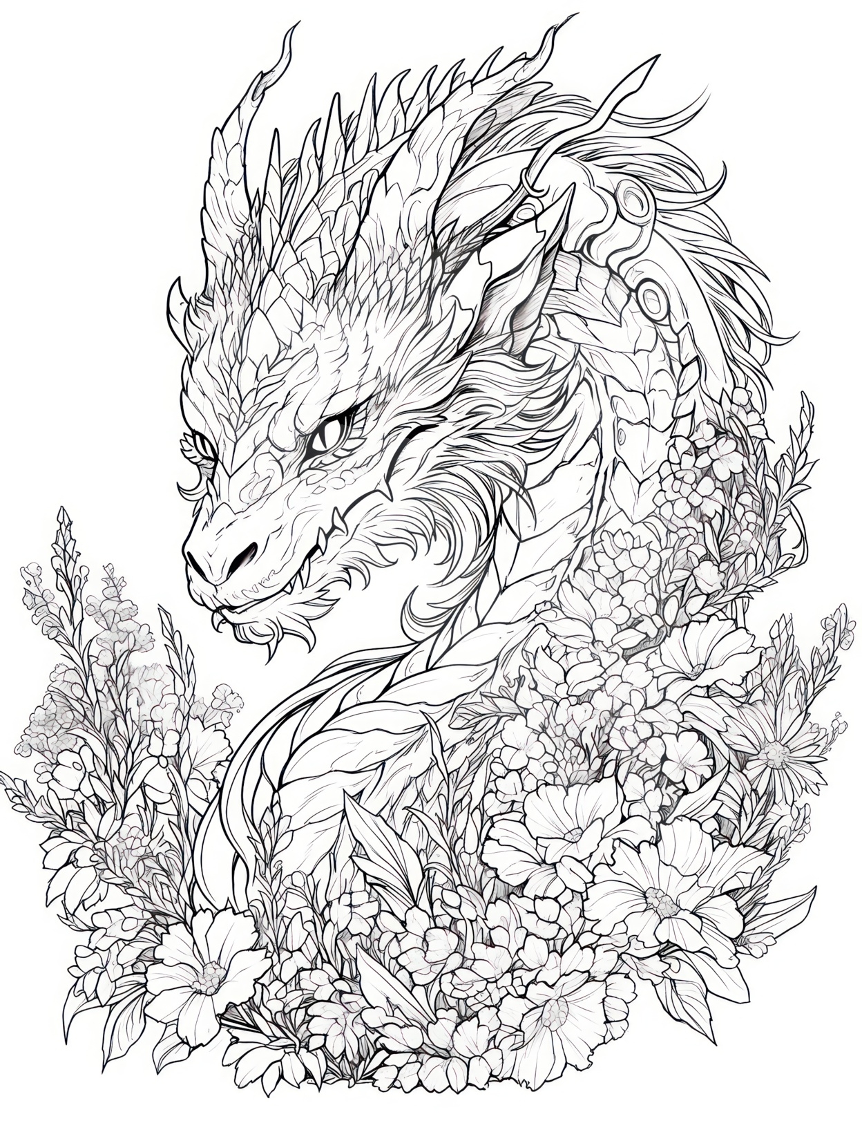 Dragon Coloring Pages For Adults Ausmalbild Drachen