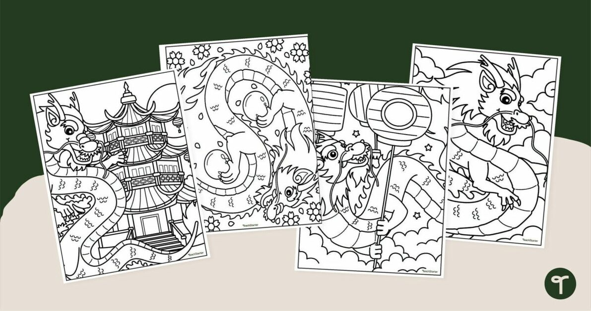 Dragon Colouring Pages Teach Starter