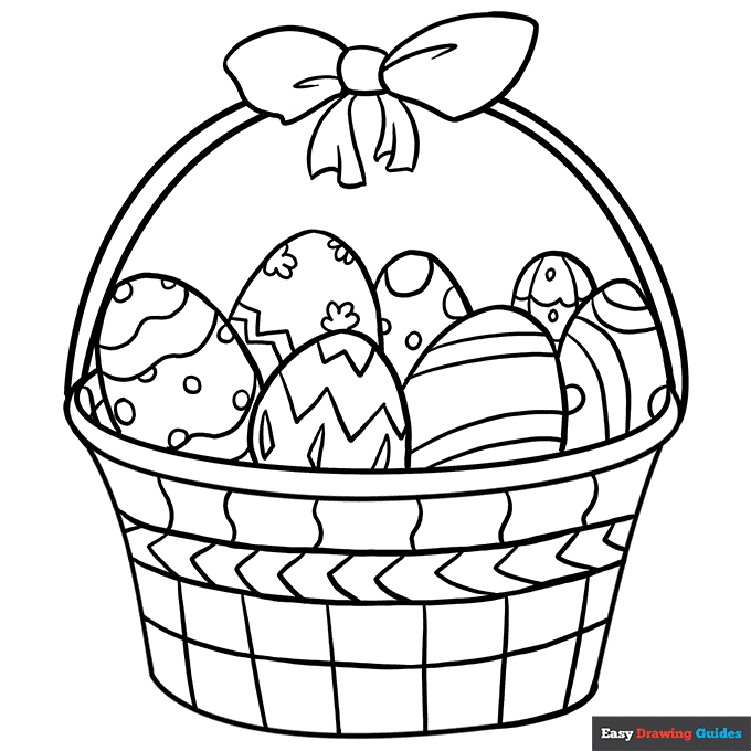 Easter Basket Coloring Page Easy Drawing Guides Easter Basket Coloring Page Easy Drawing Guides