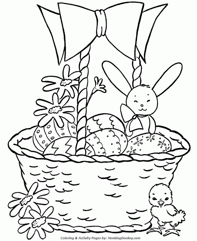 Easter Basket Coloring Pages Easter Basket With Bunnies And Chicks Easter Basket Coloring Pages Easter Basket With Bunnies And Chicks