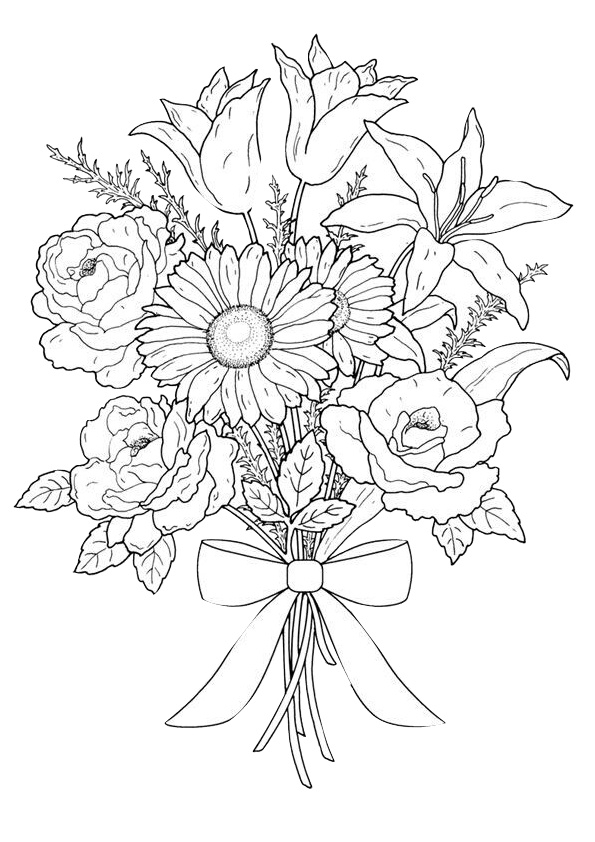 Easy Flower Bouquet Adult Coloring Pages Print Color Craft Easy Flower Bouquet Adult Coloring Pages Print Color Craft