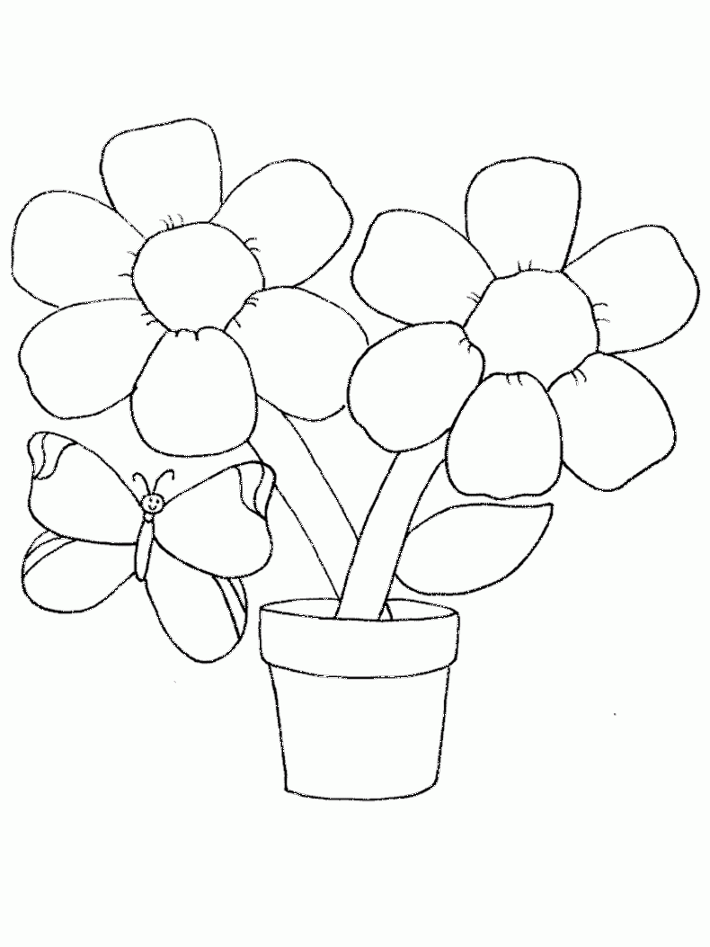Easy Flower Coloring Pages Coloring Home