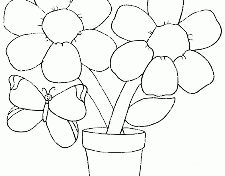 Easy Flower Coloring Pages Coloring Home