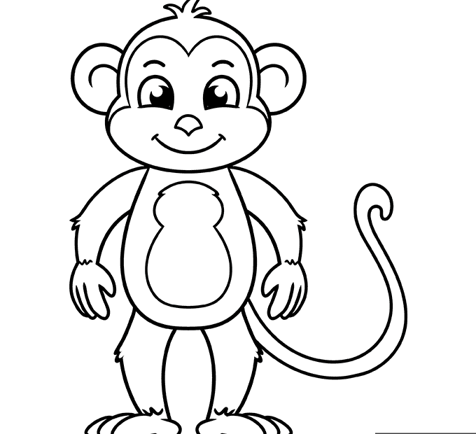 Easy Monkey Coloring Page Easy Drawing Guides