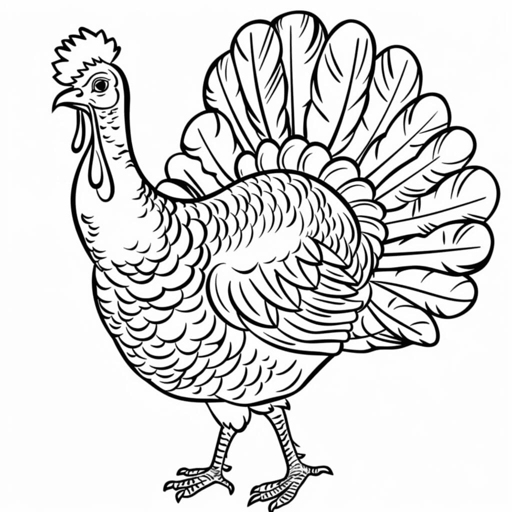 Easy Realistic Turkey Coloring Pages Free Kids Coloring Pages