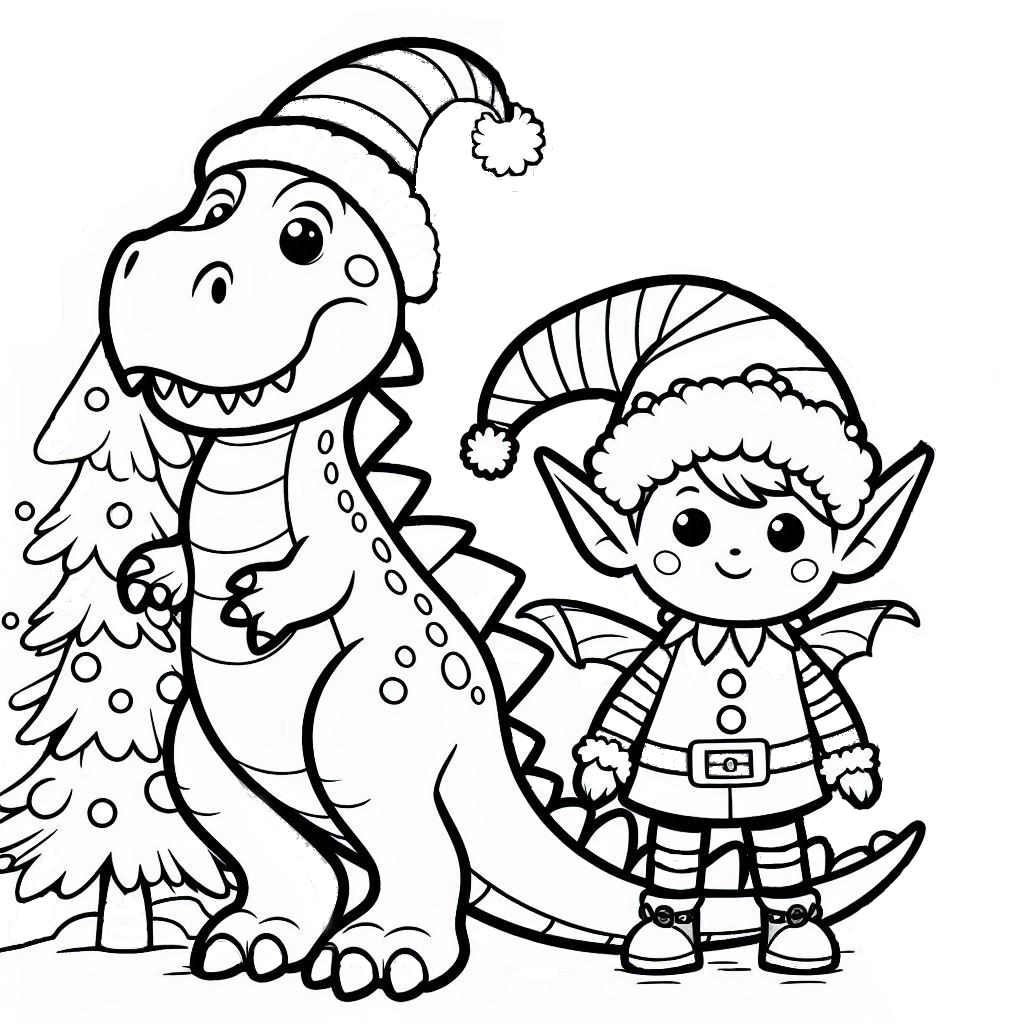 Elf Color Sheet With Dinosaur Printable Coloring Page Dinosaur Elf Color Sheet With Dinosaur Printable Coloring Page Dinosaur