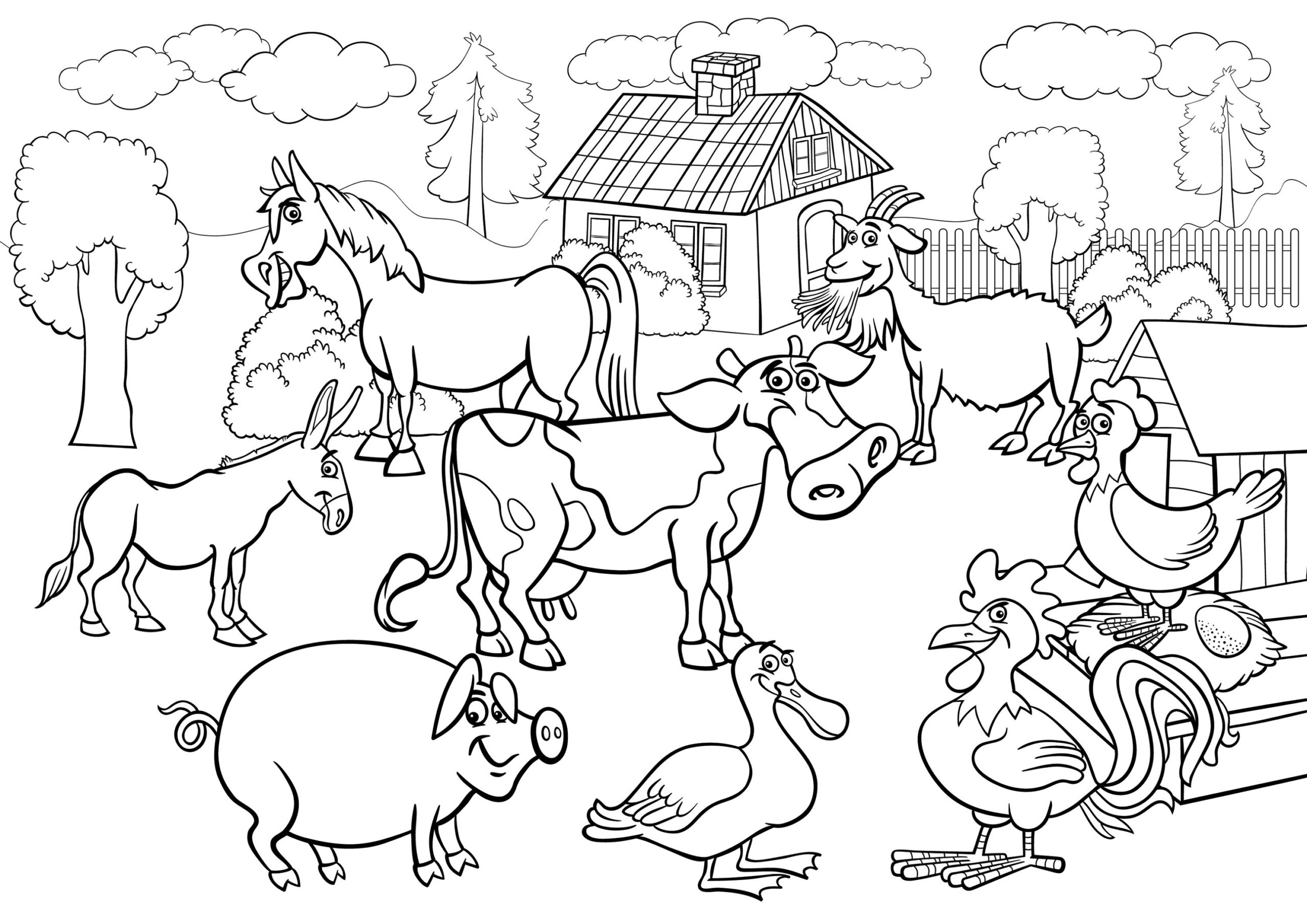 free printable farm coloring page