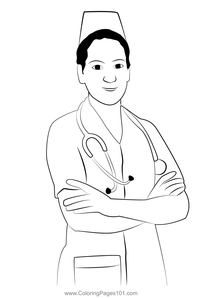 Female Nurse Coloring Page For Kids Free Women Printable Coloring 