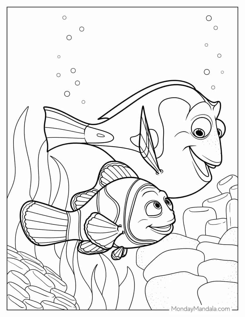 Finding Nemo free coloring pages