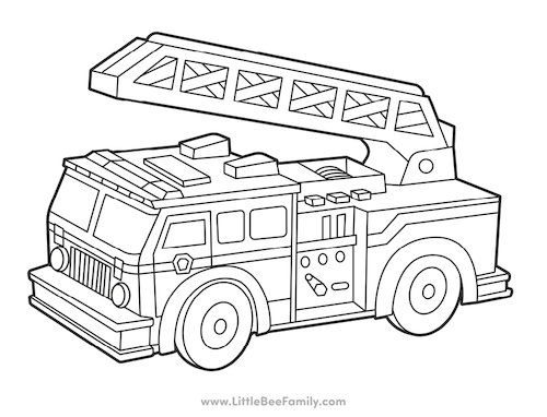 Fire Truck Coloring Page Little Bee Family