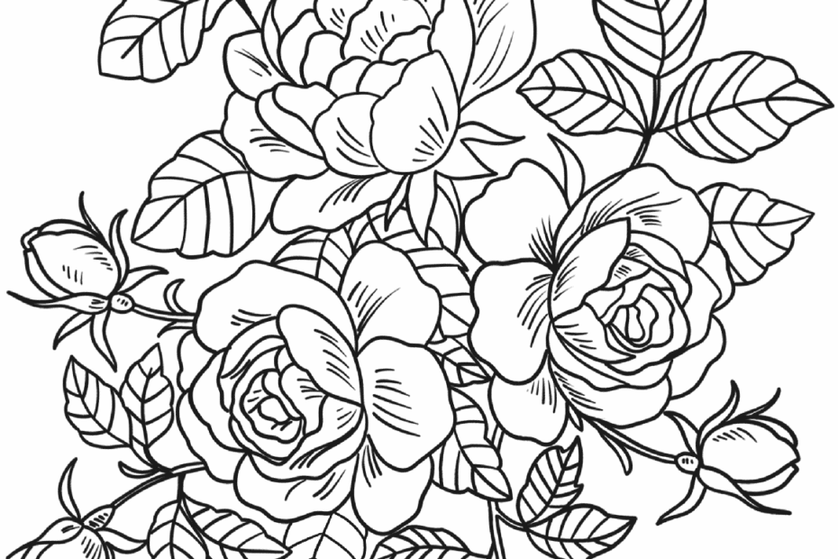 Floral Coloring Pages For Adults Very Detailed Flowers Coloring Pages