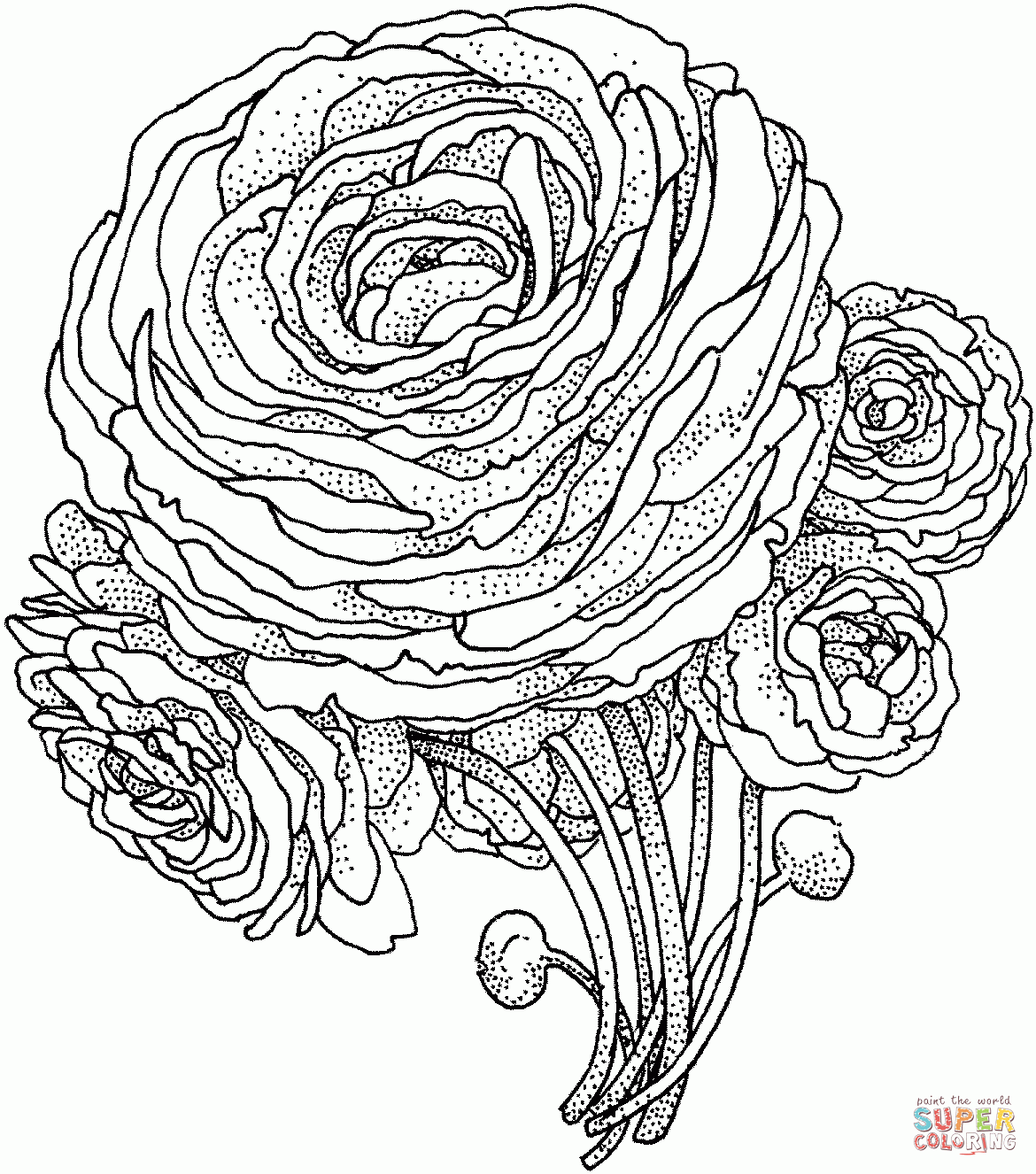 realistic flower coloring pages printable