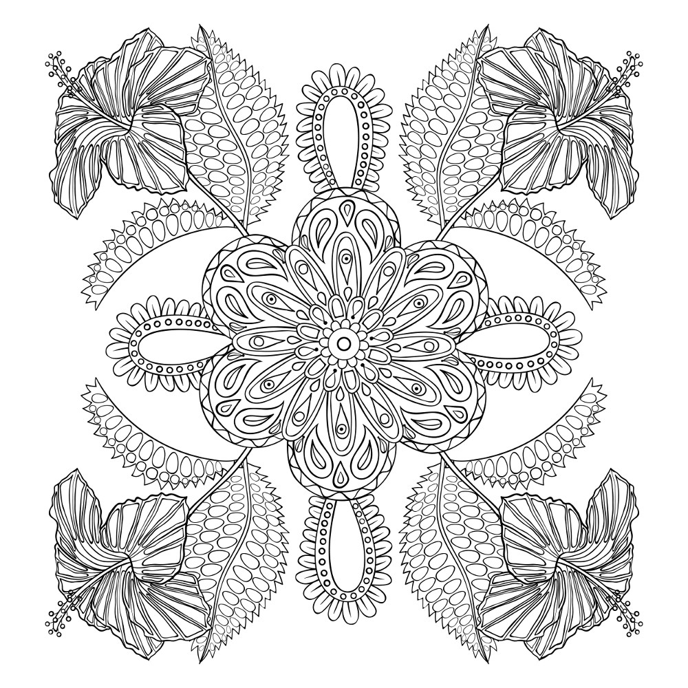 flower coloring page for adults