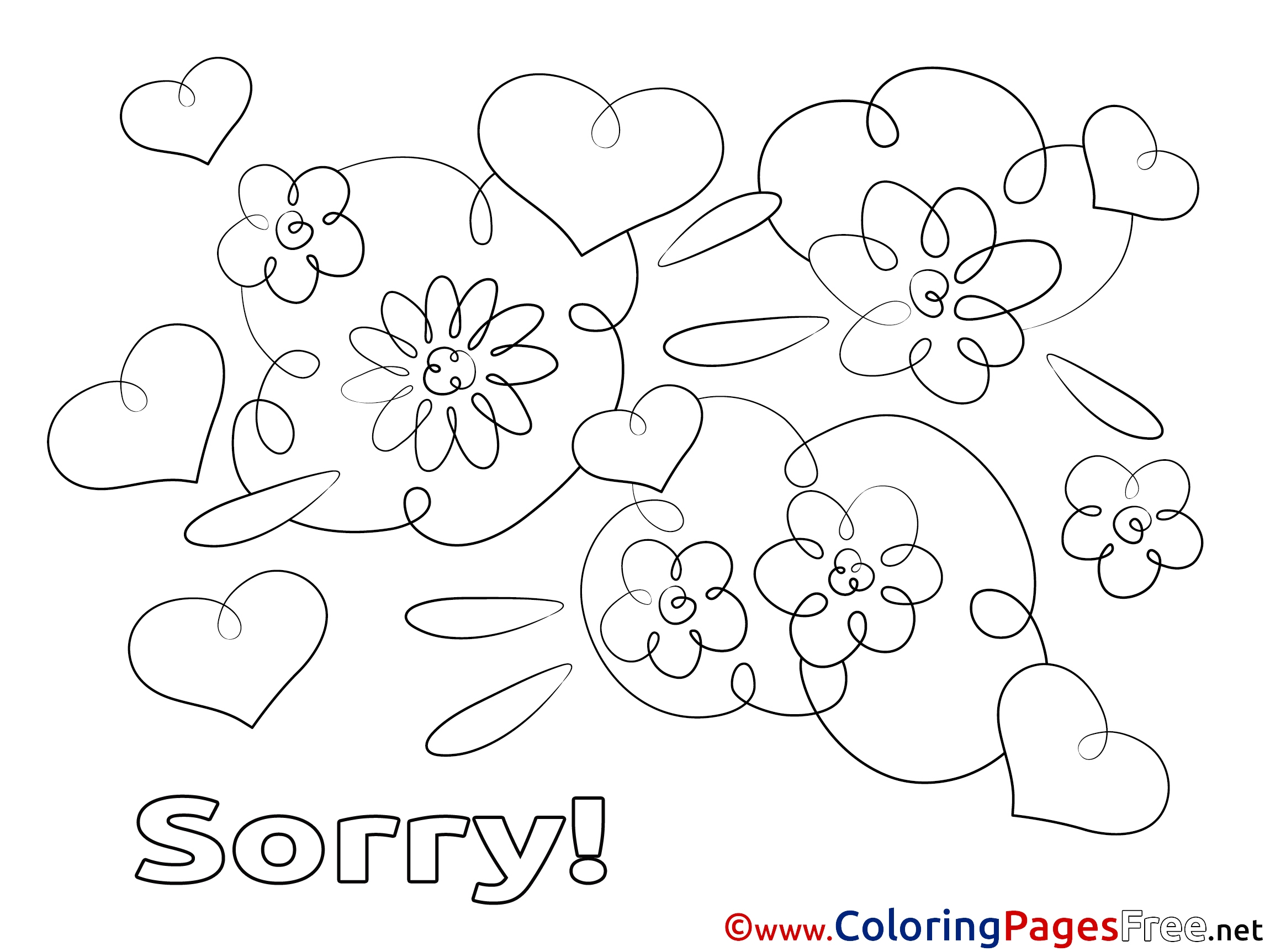 Flowers Free Colouring Page Sorry