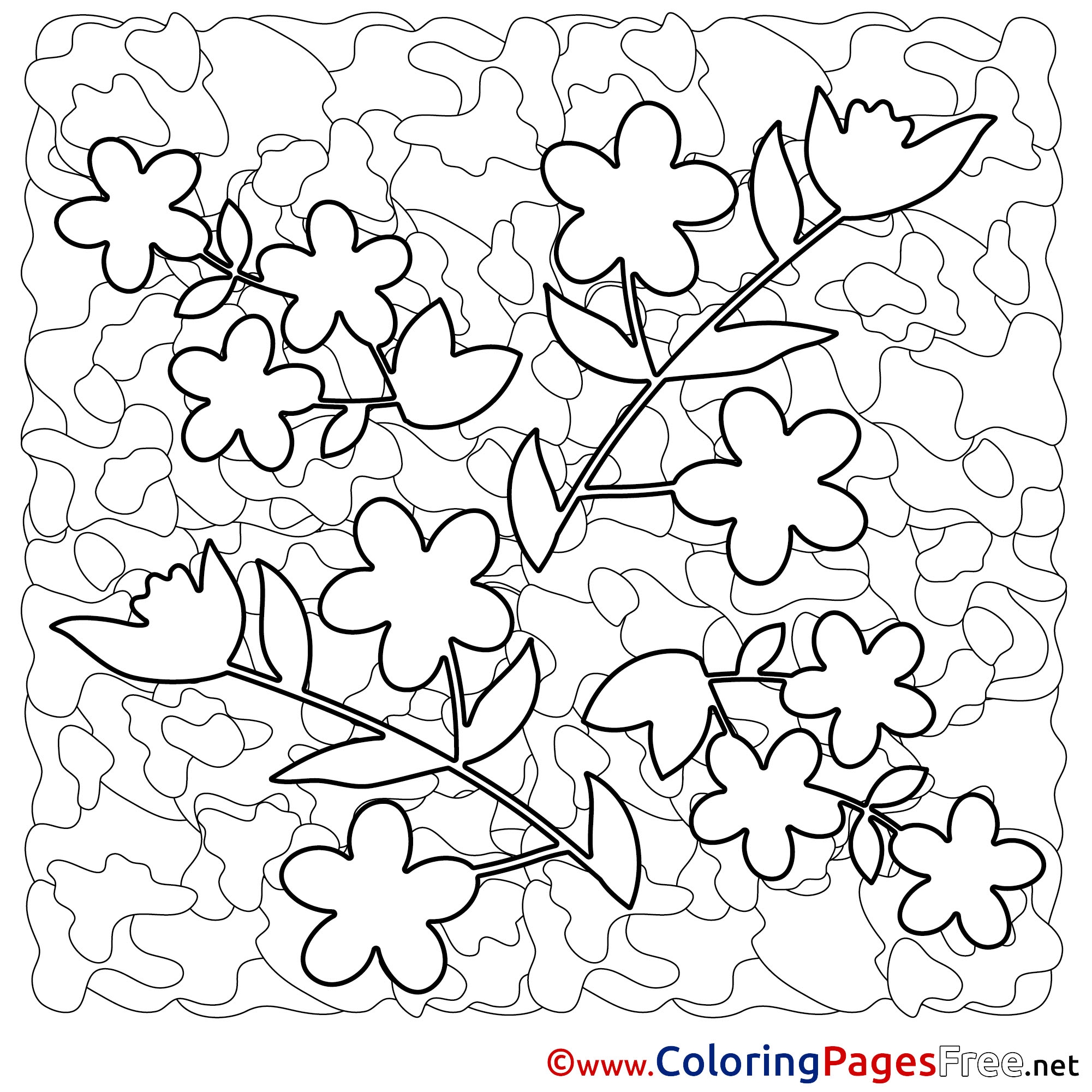Flowers Free Colouring Page Spring
