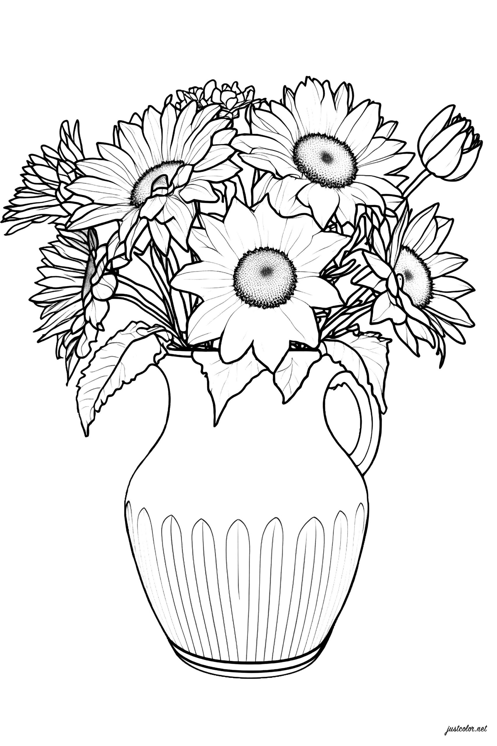 adult color pages mixed flowers