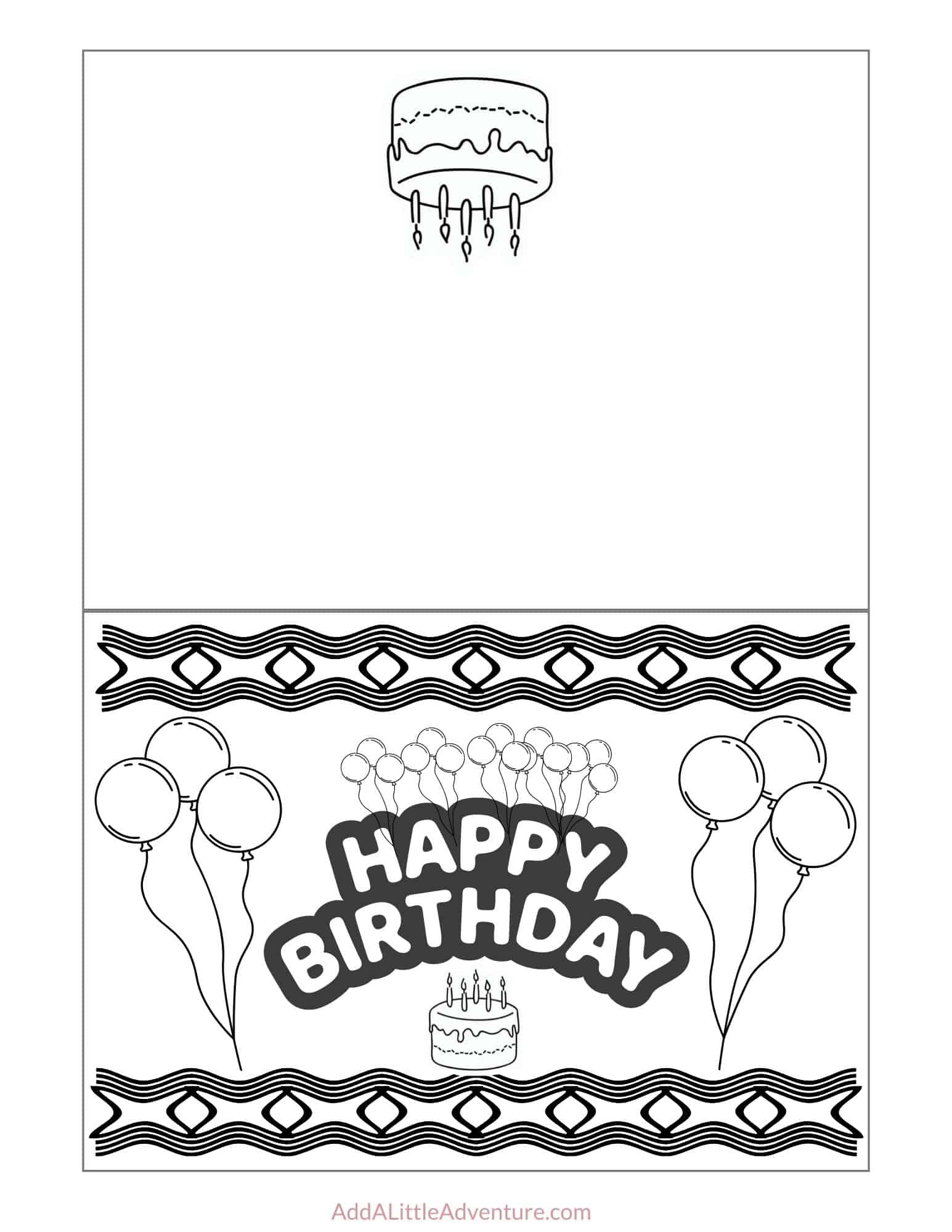 free printable birthday cards to color free printable birthday cards to color
