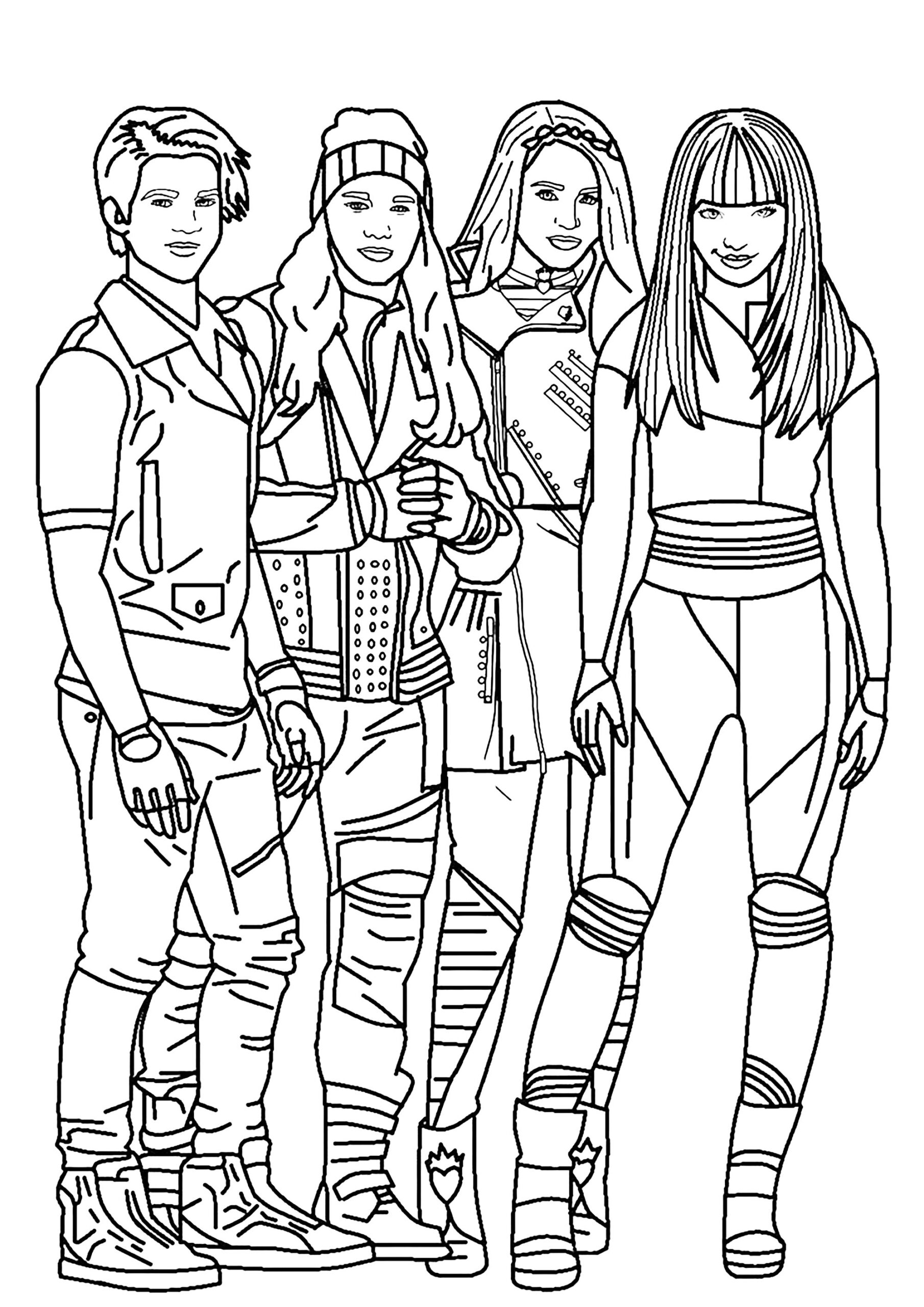 Four Descendants Characters Descendants Coloring Pages Four Descendants Characters Descendants Coloring Pages