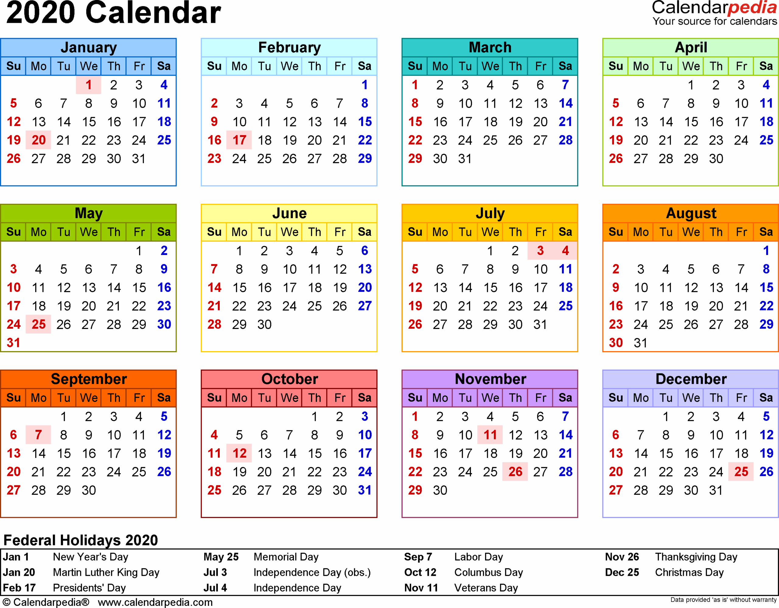 Free 2020 Printable Calendar Templates Create Your Own Calendar Free 2020 Printable Calendar Templates Create Your Own Calendar