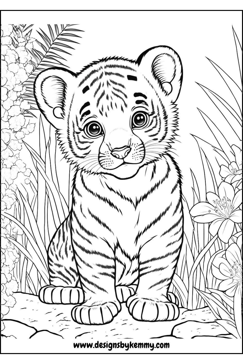 Free Animal Coloring Pages Tiger Cub Coloring Page