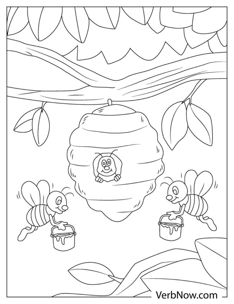 Free BEE Coloring Pages Book For Download Printable PDF VerbNow
